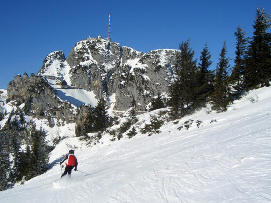 Skifahrer im Skigebiet Wendelstein.