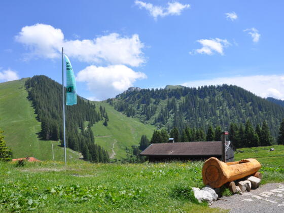 Blick hinüber zum Taubenstein - eines von vielen Tageszielen um die Hütte