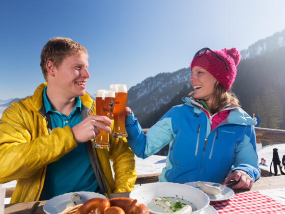 Schneeschuhwanderung Kolbensattelhütte - Weißwurstessen auf der Kolbensattelhütte