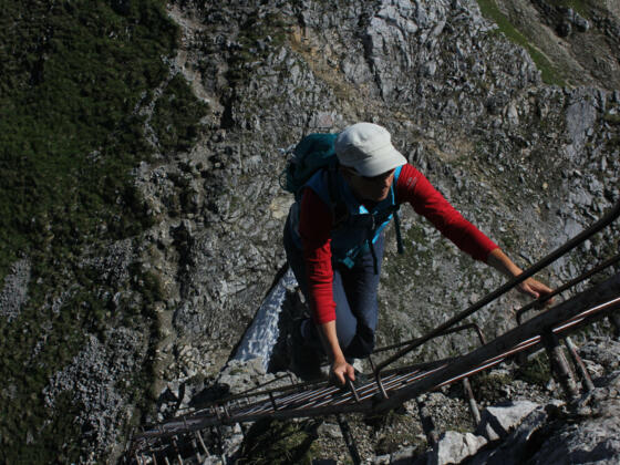 Die längste Leiter des Mittenwalder Höhenwegs