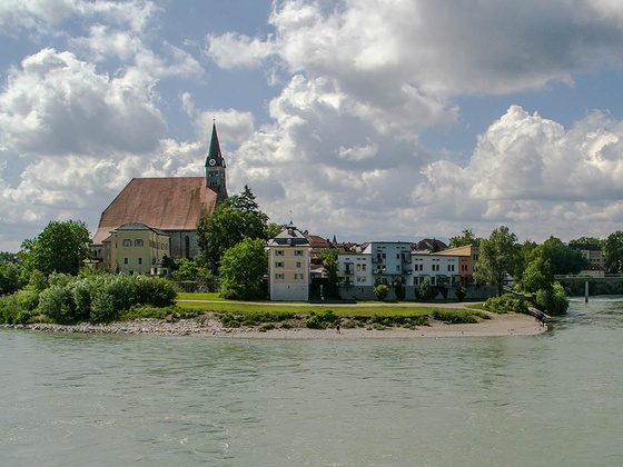 Blick von Oberndorf zur Altstadt Laufen