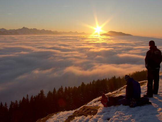 Sonnenuntergang am Hörnle im Winter