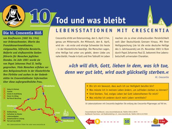 Crescentia-Pilgerweg - Lebensstation mit Crescentia - Tafel 10 von 10 - &quot;Tod &amp; was bleibt&quot;