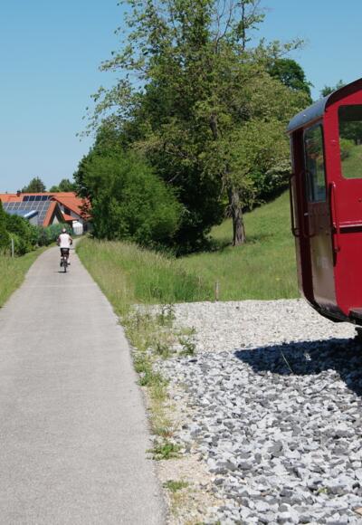 Bahntrassen-Radeln am &quot;Sachsenrieder Bähnle&quot;.