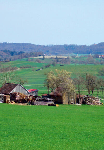 Blick über die Hohenloher Ebene zur Frankenhöhe
