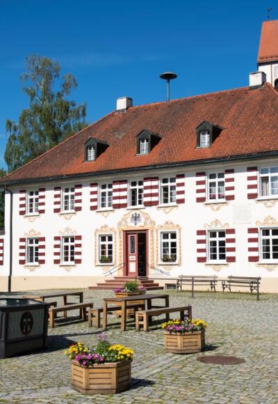 Dorfplatz Eglofs mit dem Dorfbrunnen