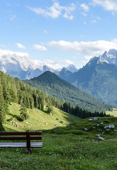 Aussicht von der Mordaualm auf Watzmann und Hochkalter