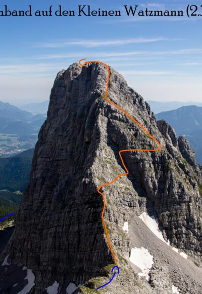 Kriechband auf den Kleinen Watzmann - Übersichtsbild - Topo