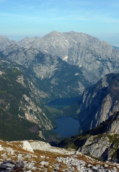 Watzmann Ostwand mit Königssee und Obersee