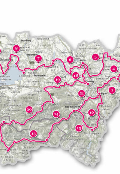 Mozart-Radweg Etappenübersicht