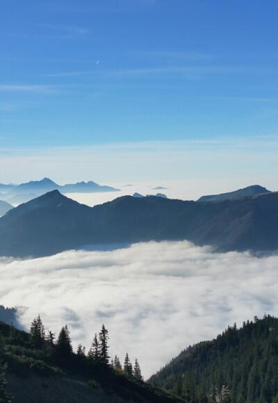 Blick vom Geigelstein zum Spitzstein