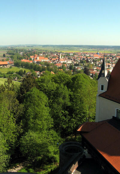 Der Ausblick vom Burgfried der Mindelburg