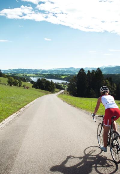 Unterwegs mit dem Rennrad am Niedersonthofener See