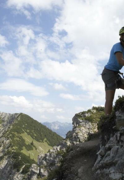 Den Salewa-Klettersteig in Oberjoch fast geschafft