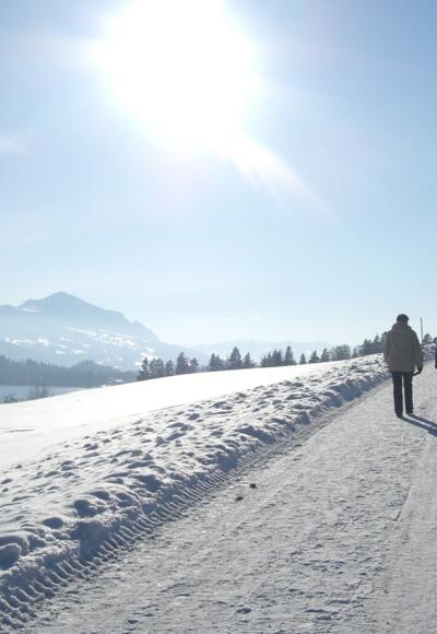 Winterwanderer am Rottachsee