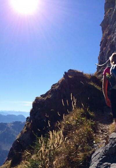 Aufstieg zum Gipfel teilweise seilversichert