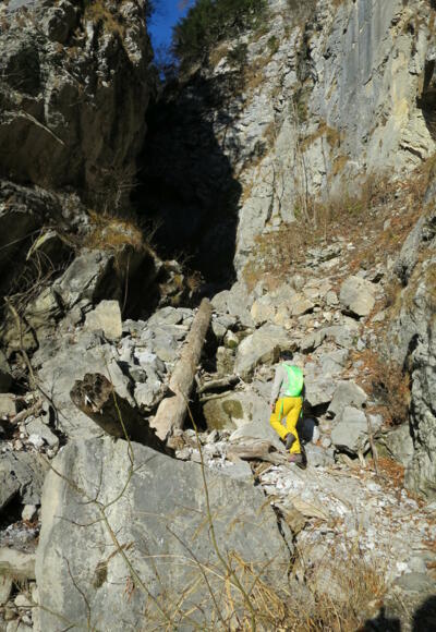 Die Klamm verändert sich laufend und der beste Weg muss immer wieder neu gefunden werden.