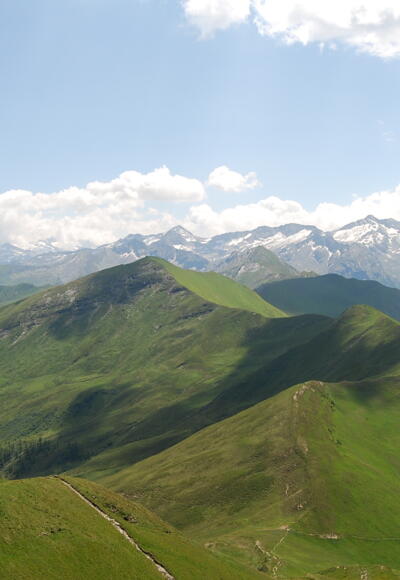 Blick auf den Bergkamm - Throneck-Kreuzkogel-Flugkopf