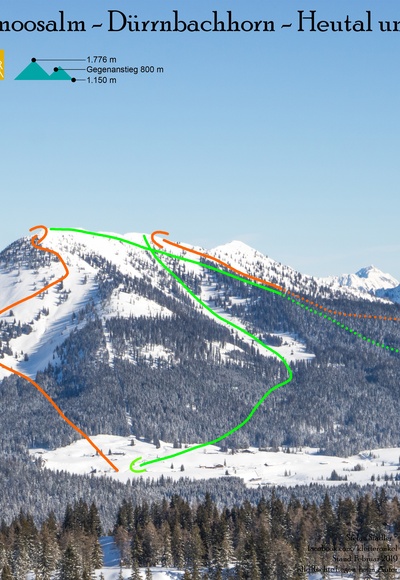 Übersichtsbild Skitour von der Winkelmoosalm übers Dürrnbachhorn ins Heutal - Top