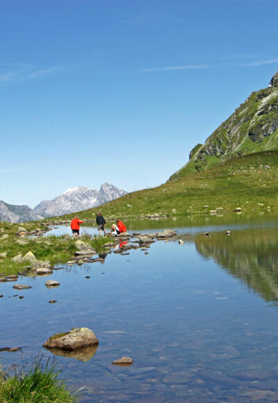 Der Herzsee liegt am Fuße des Hochjochs und dient der Wormser Hütte als Wasserspeicher.