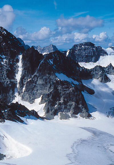 Ochsentaler Gletscher mit Blick auf Piz Buin