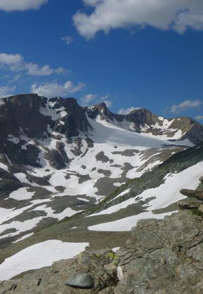 Blick von der Dürrenfeldscharte zum Großen Muntanitz