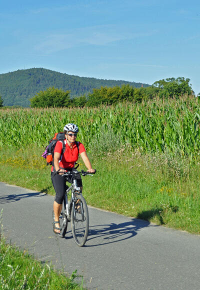 Radfahrer in Coburg.Rennsteig
