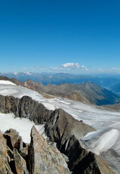 Müllerhütte vom Pfaffengrat aus gesehen