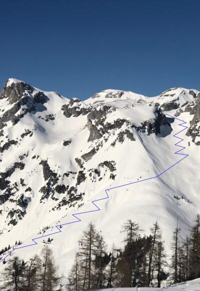 Blick auf die Tauernscharte und Eiskogel vom Nachbarberg Bischling