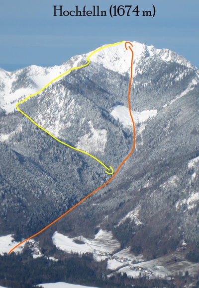 Hochfelln Topo mit Variantenabfahrt Torauschneid