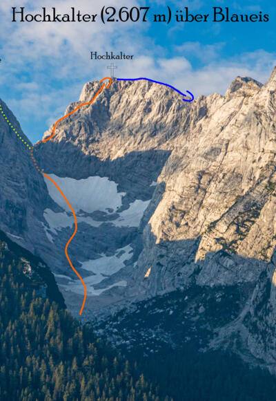 Übersichtsbild Blaueis - Hochtour auf den Hochkalter - Topo
