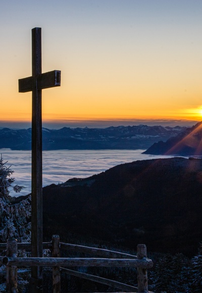 Sonnenaufgang an der Stoißer Alm.