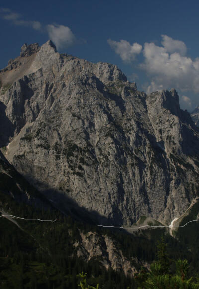 Wegverlauf im Mitterkar und unterhalb der Kreuzwand