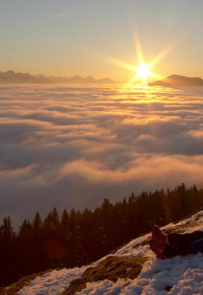 Sonnenuntergang am Hörnle im Winter