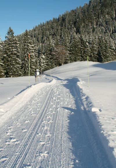 gewalzter Winterwanderweg zur Lenggrieser Hütte