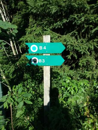 Wegweiser am Beginn der Tour