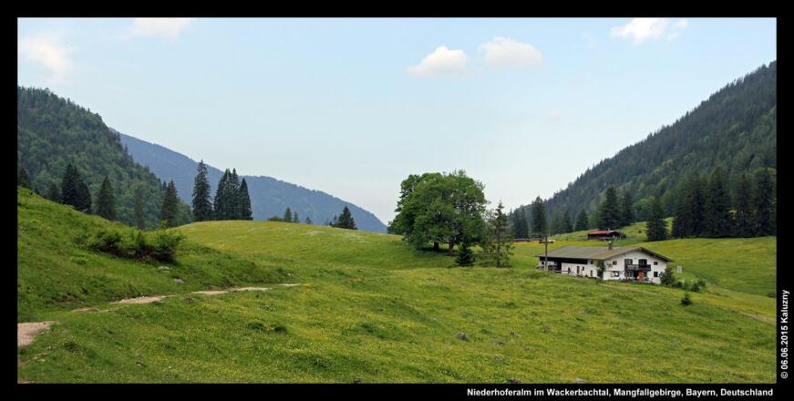 Niederhoferalm im Wackerbachtal, Mangfallgebirge, Bayern, Deutschland