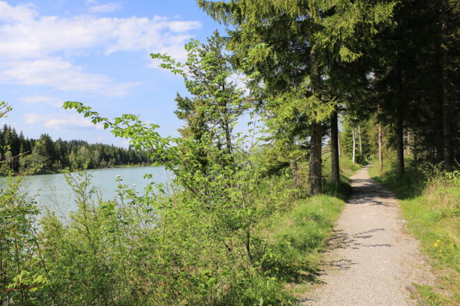 Der Weg führt direkt am Lechufer entlang