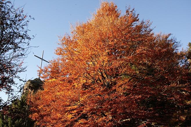 Blick zum Gipfel im Abstieg