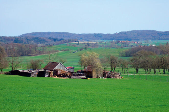 Blick über die Hohenloher Ebene zur Frankenhöhe