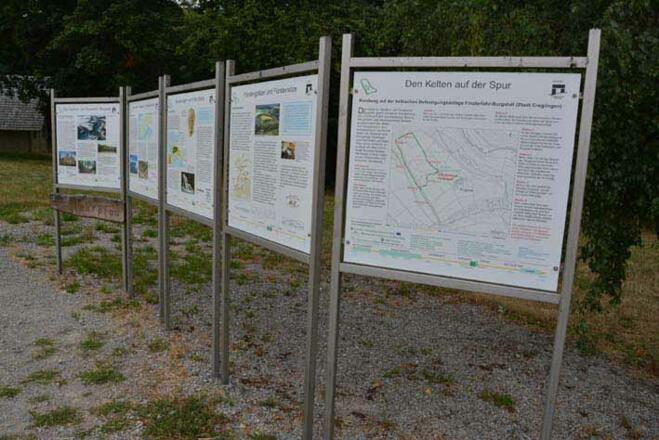Informationstafeln am keltischen Oppidum Finsterlohr, bei Burgstall.