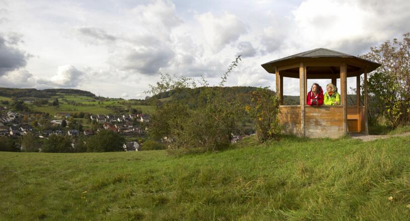 Fernsicht oberhalb von Heimbuchenthal am Grünen Nordic Walking Weg