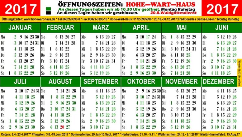 Öffnungszeiten Hohe Wart Haus