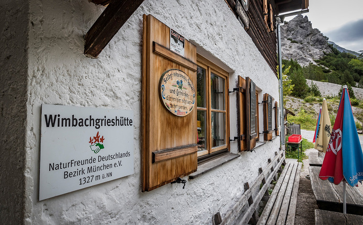Die Terrasse der Wimbachgrieshütte