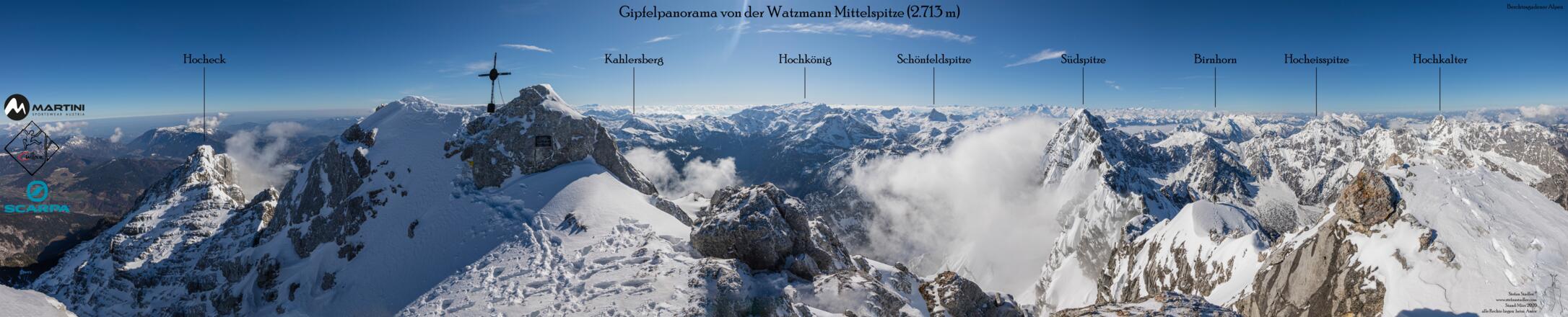 Gipfelpanorama an der Watzmann Mittelspitze