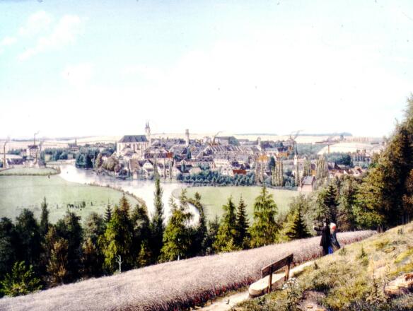 Blick vom Fröhlichenstein auf Hof (Biedermeierzeit)