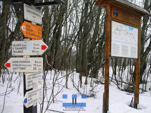 Infotafeln von Zadní Zvonková am Schwemmkanal