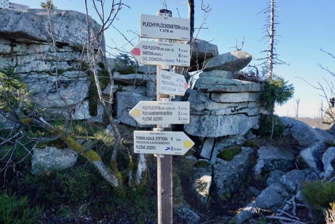 Schilderbaum bei der Abzweigung zum Plöckensteinsee