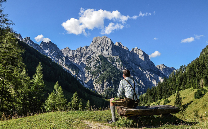 Die &quot;Ramsauer Dolomiten&quot;: Aussicht von der Bindalm zu den Mühlsturzhörnern