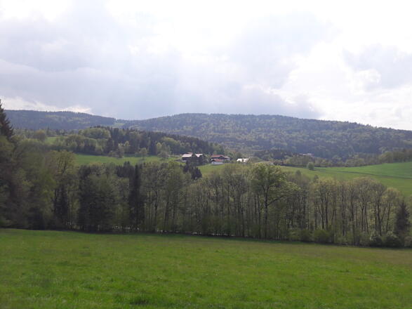 Vor Gneißen - Blick nach Maierhof und Kreuzhaus